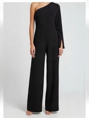 Banana Republic Black One Shoulder Wide Leg Jumpsuit Size 14